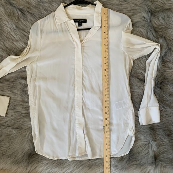 Banana Republic Women 100% Silk Button Down Shirt, White, Size XXS - Picture 6 of 6